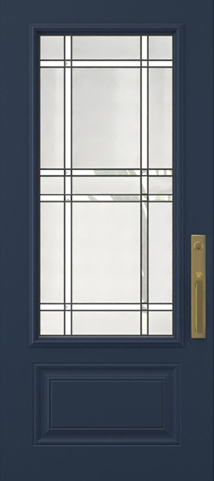 Navy Blue Steel Entry Door with Large Window